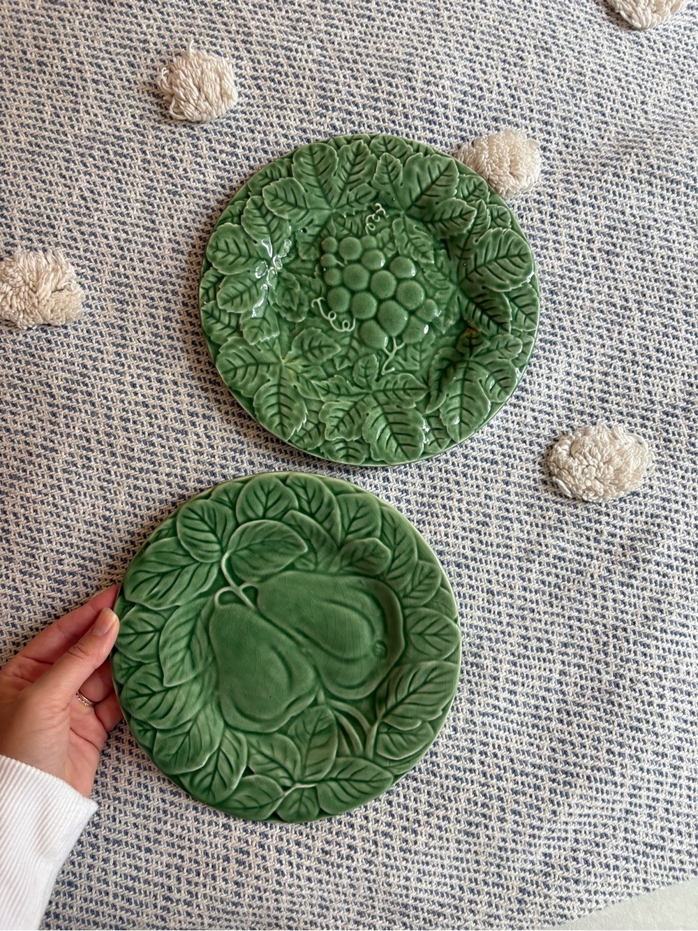 Bordallo Pinheiro green patterned plates